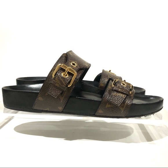 Authentic Louis Vuitton Monogram Bom Dia Sandal Slide On Mules Size 37 - Picture 3 of 17